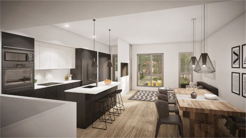 Rénovation d’une cuisine moderne avec îlot central